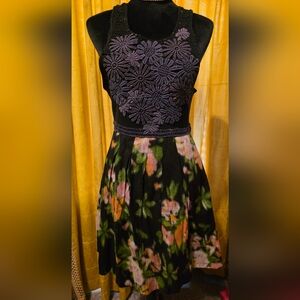 Free People Black and Pink Floral Maxi Dress